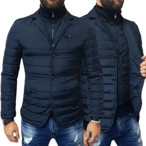 GIACCA UOMO GIUBBINO IMPERMEABILE GILET' BLU/NERO BOTTONI ESTRAIBILE S,M,L,XL