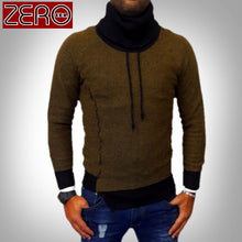 GIACCA JEANS UOMO CARDIGAN MAGLIA MAGLIONE FELPA asimmetrico BICOLORE COLLO ALTO