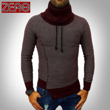 GIACCA JEANS UOMO CARDIGAN MAGLIA MAGLIONE FELPA asimmetrico BICOLORE COLLO ALTO