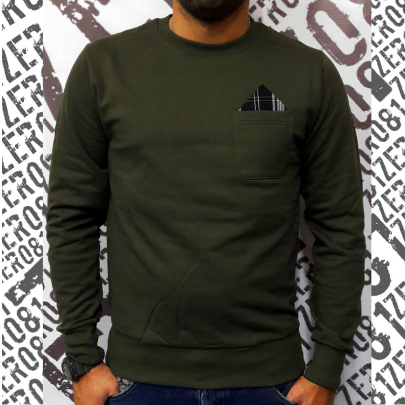 GIACCA JEANS UOMO CARDIGAN MAGLIA MAGLIONE POCHETTE SCOZZESE FELPA GIROCOLLO