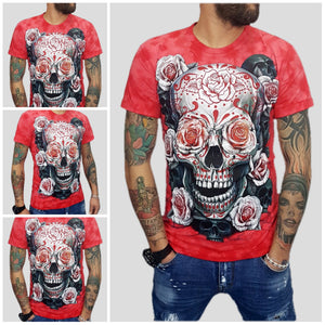 T-SHIRT UOMO STAMPA manica corta OLD SCHOOL teschio MESSICANO TATTOO S,M,L,XL