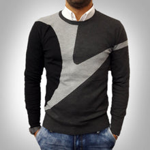 GIACCA JEANS UOMO CARDIGAN MAGLIA MAGLIONE BICOLORE SLIM FIT FELPA GIROCOLLO J12