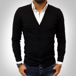 GIACCA JEANS UOMO CARDIGAN MAGLIA MAGLIONE NERO,BORDO' GRIGIO COLLO V SLIM S,M,L